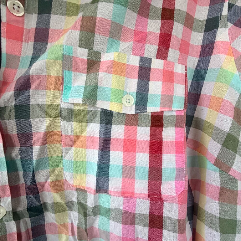 Croft and Barrow Plus Size 2X Pastel Plaid Cotton Button Down Shirt Cottagecore - Picture 2 of 8